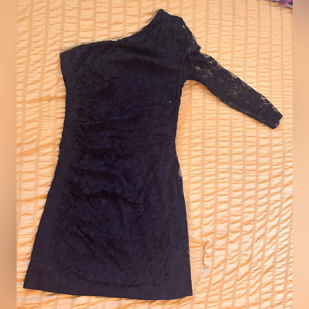 Express one sleeved black lace dress.  Size 6